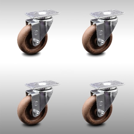 Service Caster 4 Inch SS High Temp Glass Filled Nylon Wheel Swivel Top Plate Caster Set SCC SCC-SS20S414-GFNSHT-4